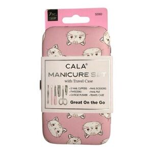 CALA Pink Cat Manicure Set with Travel Case